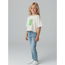 Zekids Kız Çocuk Pamuklu Yazılı T-shirt-16753 Beyaz