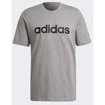 Adidas Essentials Embroidered Linear Logo Tişört Gri 001