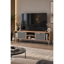 Sulorahome Kahverengi Ve Antrasit Kapaklı Tv Sehpası Atlantik Çam - Antrasit