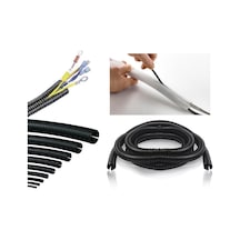 29mm Kablo Tesisat Gizleme Düzenleme Spiral Yarıklı Hortum Siyah Renk 10 Metre