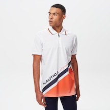Nautica Erkek Beyaz Classic Fit Kısa Kollu Polo Renk Bloklu K35428t Beyaz