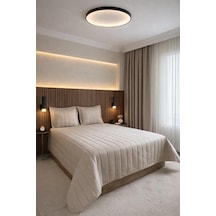 Velmira Jakarlı Kadife Elyaf Dolgulu Yatak Örtüsü 240x240 Cm Bej Bej