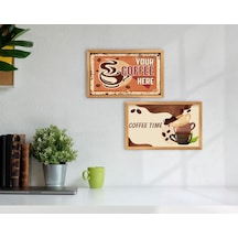 Bk Home Coffee Tasarımlı Dekoratif 2'Li Retro Ahşap Tablo-14 (551047951)
