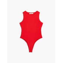 Koton Çıtçıt Düğme Detaylı Kolsuz Bisiklet Yaka Bodysuit Kırmızı 6sal30148ık