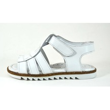 Bayrak Hakiki Deri Beyaz Püsküllü Kız Çocuk Sandalet 26-30 Beyaz