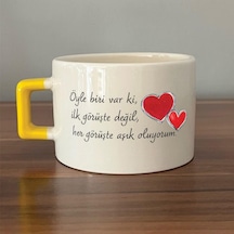 Öyle Biri Var Ki Baskılı Sarı Kulplu C Fincan