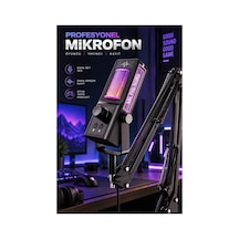 Robeve Yk Mc671 Profesyonel Yayıncı Mikrofonu Ve Oyuncu Mikrofonu Rgb Aydınlatmalı Mikrofon, Gürültü Azaltma, Ses Kontrolü Ve Ayarlanabilir Masa Uzatma Kollu Gaming Mikrofon