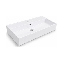 Dura Niva Kare Çanak Lavabo 80x46,5 Cm Tezgah Üstü Batarya Delikli Beyaz 5254
