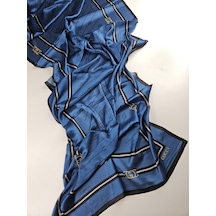 Miorel Scarfs G Tema Vual İpek Şal Halka Desen Silk Scarfs Fular Shawl Hijab Mavi