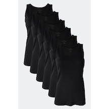 Malabadi Kadın Siyah 6 Lı Paket %100 Pamuk Ribana Kalın Askılı Atlet 106-e Siyah