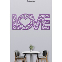 Love Yazı Metal Duvar Tablosu - Metal Duvar Sanatı - Mor - 20 X 50 Cm