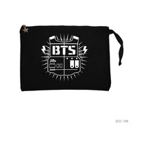 Zepplin Giyim Bts Sheild Logo Siyah Clutch Astarlı Cüzdan / El Çantası