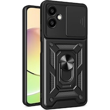Newface Samsung Galaxy A06 Kılıf Pars Lens Yüzüklü Silikon - Siyah