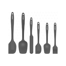 Ayrex Drongo Isıya Dayanıklı Yanmaz Yapışmaz Silikon Spatula Seti 6 Parça Gri Diğer