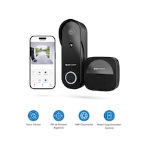 Şımart Akıllı Kapı Zili 4mp Kamera Gece Görüşlü, Mobil Uygulama, Ip54 Sertifikalı, Hareket Sensörlü
