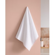 Madame Coco Bastienne Kroşeli %100 Pamuk Yüz Havlusu - Beyaz/pudra - 50x70 Cm 8684427208458 Beyaz