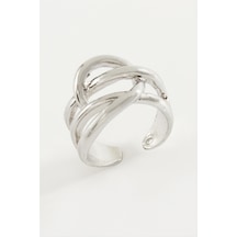 Nrzsnt Oval Metal Yüzük-gümüş Rengi Sarı