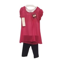 Bebek&Çocuk Altı Terletmez Kumaş Üstü Şifon Bluz Taytlı Takım Fuşya