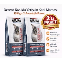 Decent Tavuk Etli Yetişkin Kedi Maması 15 Kg 2 Adet