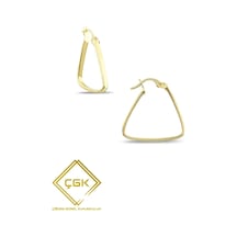 Çgk Çiğdem Gürel Kuyumculuk Üçgen Tasarım Altın Küpe Gold
