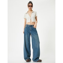 Koton Crop Polo Tişört Kısa Kollu Slim Fit Ekru 4sal10802ık Ekru