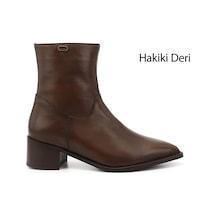 Gönderi(R) Gönderi R Kahverengi Fermuarlı Sivri Burun Hakiki Deri Bot kahverengi