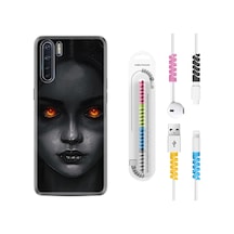 Oppo A91 Kılıf Kablo Koruyuculu Dark Woman 1887 Siyah