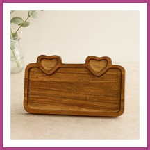 Gees Global Akasya Ahşap Servis Tepsisi 25x14 Cm Kulplu, Kalp Bölmeli Gbzs