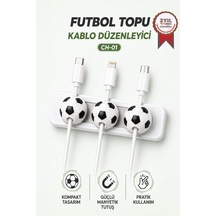 Futbol Topu Figürlü Manyetik Kablo Düzenleyici Ch01 Beyaz