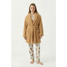 Şal Yaka Wellsoft Sabahlık & Peluş Bornoz-yumuşak, Polar Unisex Sabahlık Karamel