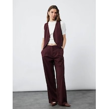 Koton Cepli Pile Detaylı Kumaş Palazzo Bordo Kadın Pantolon 6wak40046pw Bordo