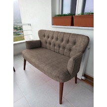Azra Mobilya Ikili Balkon Koltugu - Kanepe - Keten Kumaş - Bekleme Koltugu-çay Seti Koltugu - Kahverengi Kahverengi