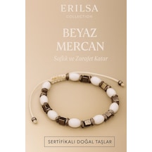 Sertifikalı Beyaz Mercan Doğal Taş Bileklik Saflık Ve Zarafet Katar Beyaz