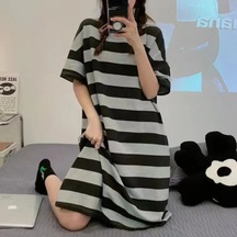 Snapbuy Kadın Kore Tarzı Yaz Pijama Seti - Rahat Ev Kıyafeti, Kısa Kollu Pijama Öğrenciler İçinerkek Black