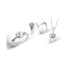 Kuyumcudükkani Zirkon Taşlı Tektaş Yüzük Kolye Küpe Seti-24099-w-w 20 Beyaz