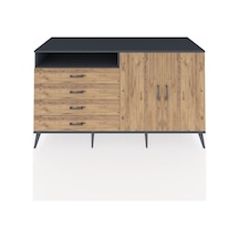 Kronos Konsol 3 Raflı 4 Çekmeceli 2 Kapaklı 176x59x99 Antrasit-çam Atlas Çam/atlas Çam - Antrasıt