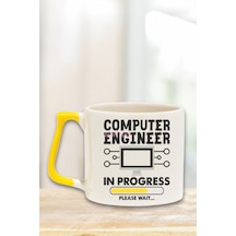 Computer In Progress Baskılı Bilgisayar Mühendisi Yazılımcı Hediye Sarı Kulplu Kupa Bardak Sarı