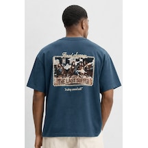 Respire Erkek Final Supper Nakışlı Oversize T-shirt Petrol