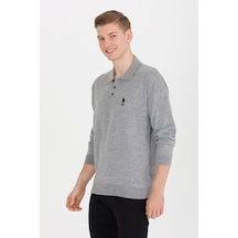 U.S. Polo Assn. Erkek Polo Yaka Triko Kazak 50257694-vr086 Gri Melanj