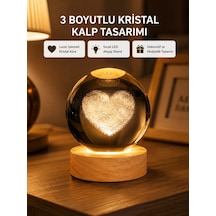 Romantik Kalpli Kristal Cam Küre Usb Li Işıklı Dekoratif Obje 04706245