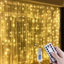 3x3 Metre Peri Led Kumandalı Perde Asma Kancalı Peri Led Yılbaşı Led Gün Işığı Led Işık 8 Modlu Parti Işığı Dekoratif Işık Led Saçak Led Işık Perde Led Yılbaşı Dekorasyon .