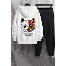 Uyguntarz Unisex Panda Eşofman Takımı Beyaz