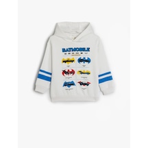 Koton Batman Kapşonlu Sweatshirt Lisanslı Uzun Kollu Şardonlu Ekru 5wkb10429tk Ekru