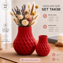 Modern Dekoratif Beyaz Vazo 15 Cm 3d Dokulu Çiçek Vazosu Pla Plastik Saksı Ve Kuru Çiçek Vazosu Ev Ofis Salon Dekoru Kırmızı