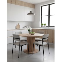 Güneş Model Mdf Ayaklı 90cm Çaplı Yuvarlak Mutfak Masası Sandalye Yok Atlantik Çam