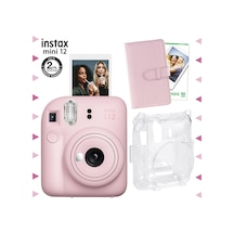 Fujifilm Instax Mini 12 Fotoğraf Makinesi + 10'lu Film + Laporta Albüm + Şeffaf Kılıf Pembe