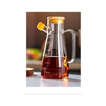Salkım 900 Ml Bambu Kapaklı Cam Yağdanlık Royaleks-clkn-1800 Acı Kahverengi