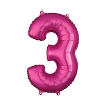 3 Rakam Koyu Pembe Folyo Balon 80 Cm