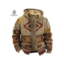 Erkek Peluş Kalın Kışlık Mont Desenli Haki Haki