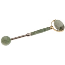 Suntek Çift Kafaları Doğal Yeşim Yüz Masajı Rulo Çekiç Sopa Aracı Yeşil